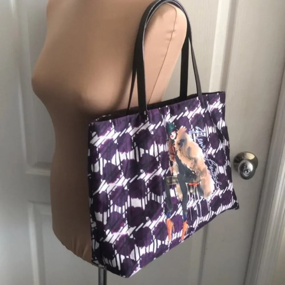 Henri Bendel IZAK  Shopper Tote Purple Reversible Handbag